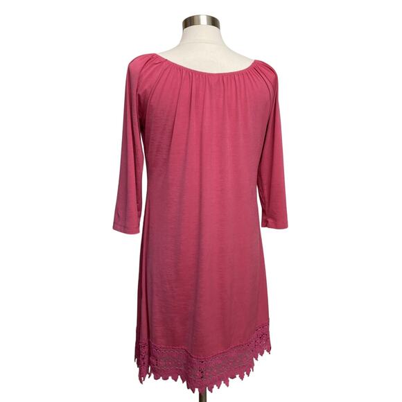 Womens Pink Coconut Boutique Dress 3/4 Raglan Sleeve Elastic Neckline Pink Sz M - Picture 3 of 9